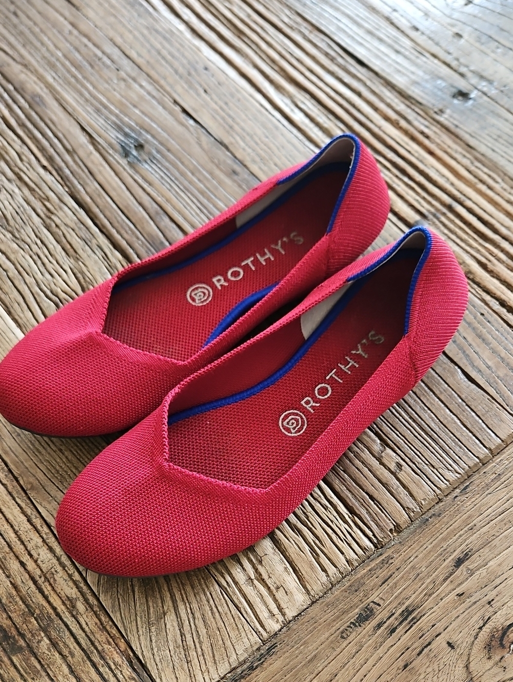 Rothy's Red Knit Round Toe Ballet Flats Size 9